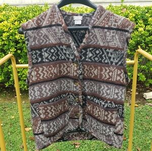 Vintage Brown and Black Wool Vest Size Small by Cenza